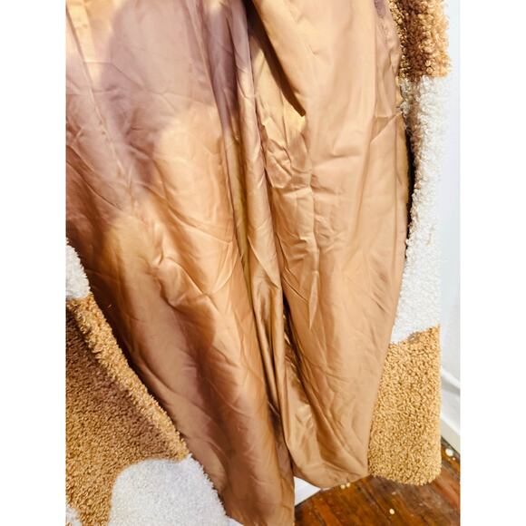 STAND STUDIO Brown White Checkered Pattern Faux Fur Oversized Nikki Coat Size 44 - Picture 11 of 16